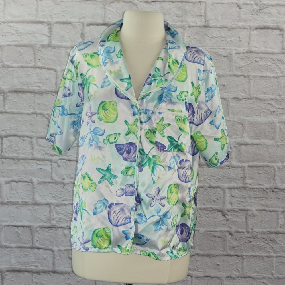 Vintage 90s Victoria's Secret Fish Shell Night Shirt Large